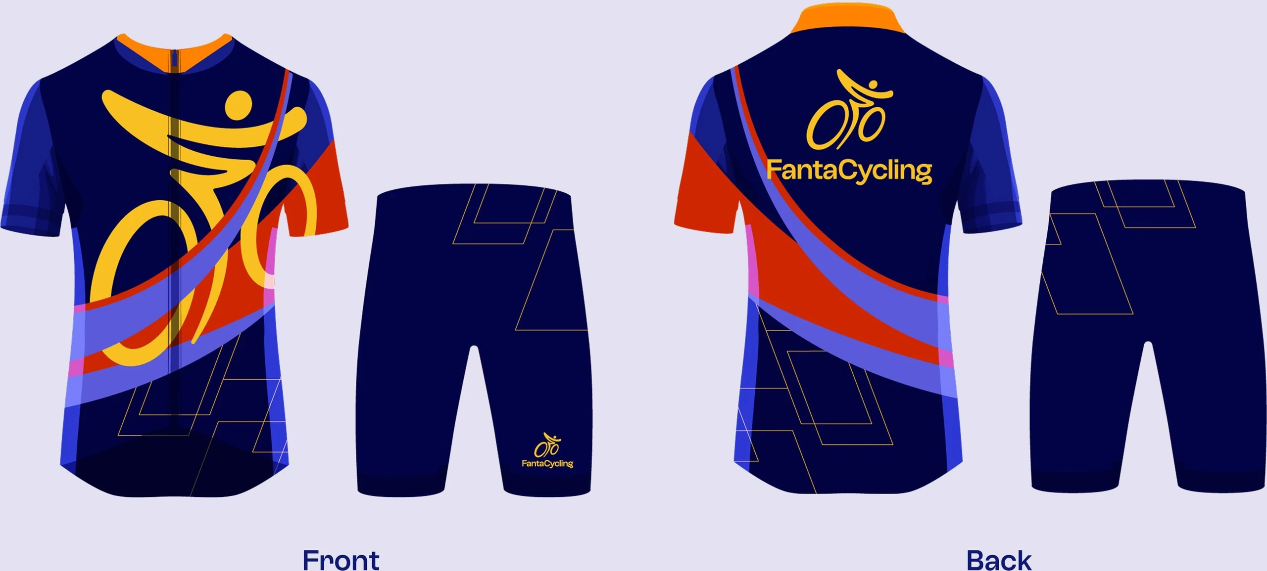 Fantacycling — divisa (maglia e pantaloncini), fronte e retro
